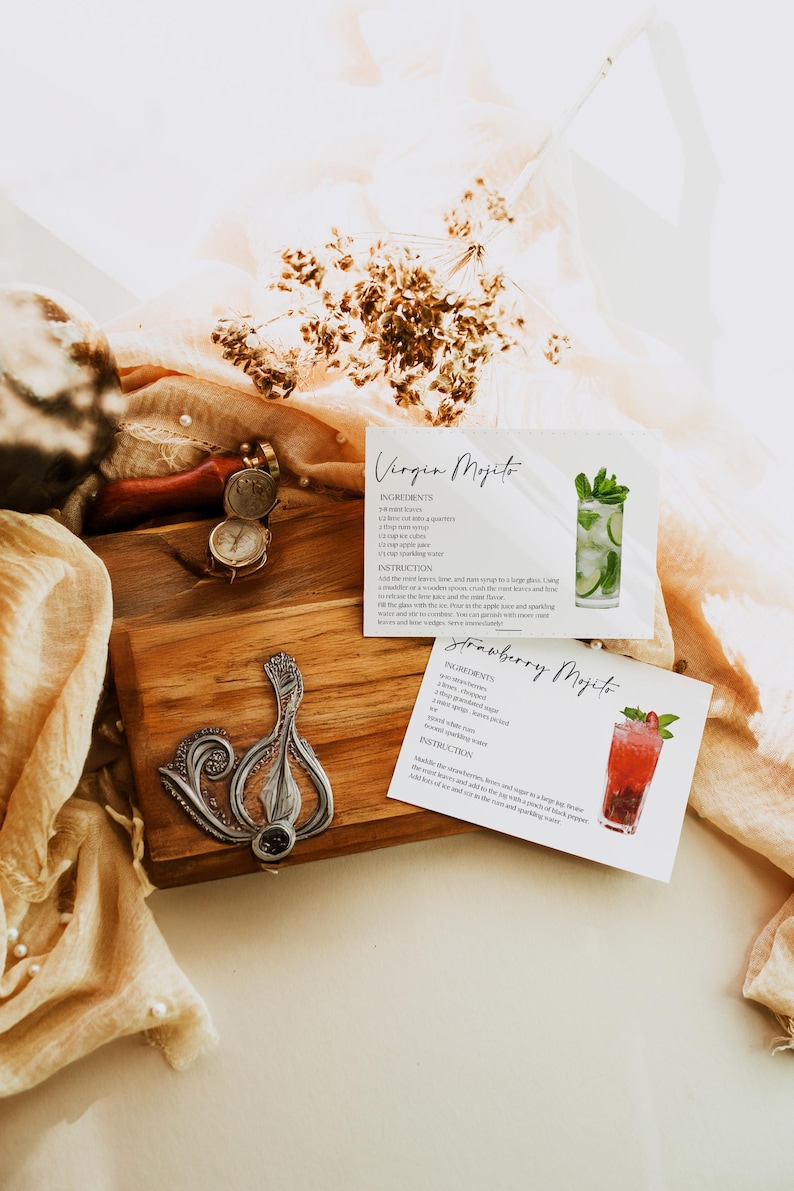 Cocktail Recipe Cards, Drink Recipe Template, Cocktail Book Printable, Personalized Drinks, Bar Drink Recipe, Cocktail Print Cards 0230_069 image 6