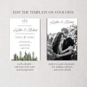 Winter Wedding Invitation Template, Mountain Wedding Invitation, Pine Tree Wedding Invitation Suite, Forest Wedding, Rustic Wedding 0211_01 image 7