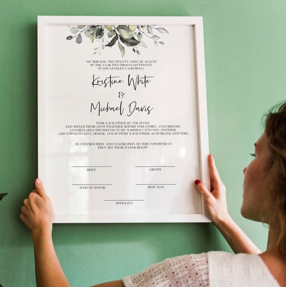 Marriage Certificate Template Printable Wedding Certificate Etsy Finland