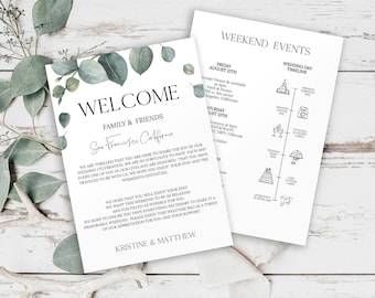 Wedding Timeline Template Wedding Itinerary, Welcome Letter Template, Printable Wedding Itinerary Welcome Bag Note Order of Events, 0193_031