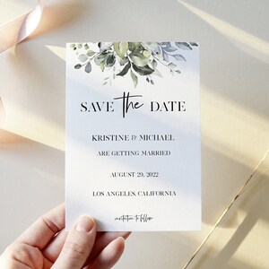 Imprimable Save the Date, Save the Date Template Téléchargement instantané, Greenery Boho Save the Date Cards, DIY Save the Dates, Templett, 0176_012