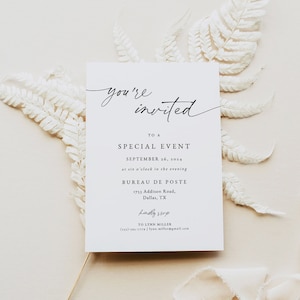 Modern Business Editable Invitation Template Instant Download, Minimalist Special Event Invitation, You&#39;re Invited Invitation, DIY, 0255_124