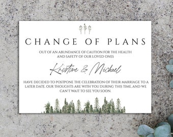 Change of Plans Wedding Template, Wedding Postponed Announcement, Wedding Cancellation Templett, Wedding Postponement Postcard, 0211_039