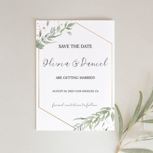 Greenery Wedding Save the Date Template, Printable Save the Date, Save the Date Cards, Save the Date Templett, Instant Download, 0196_012