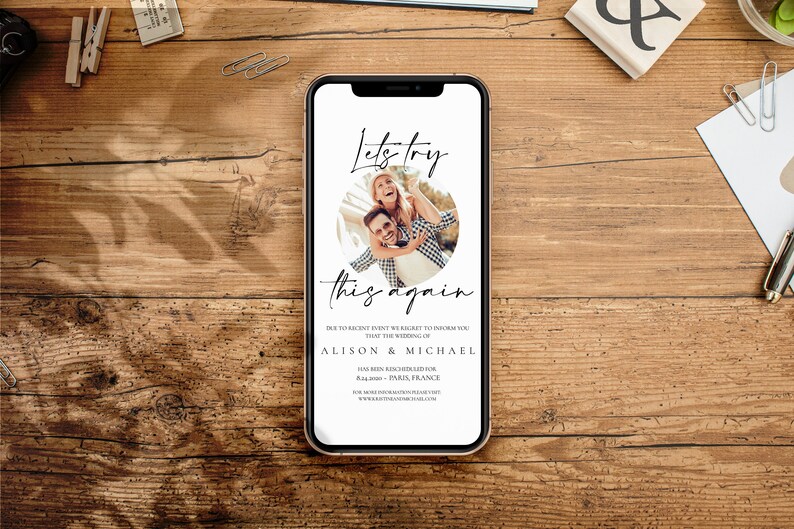 Lets Try This Again Wedding Invitation Template With Photo