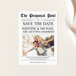 Modelo de reserva de data, reserva de data de jornal, cartão exclusivo de reserva de data, download instantâneo, modelo de casamento, moderno, 0215_012