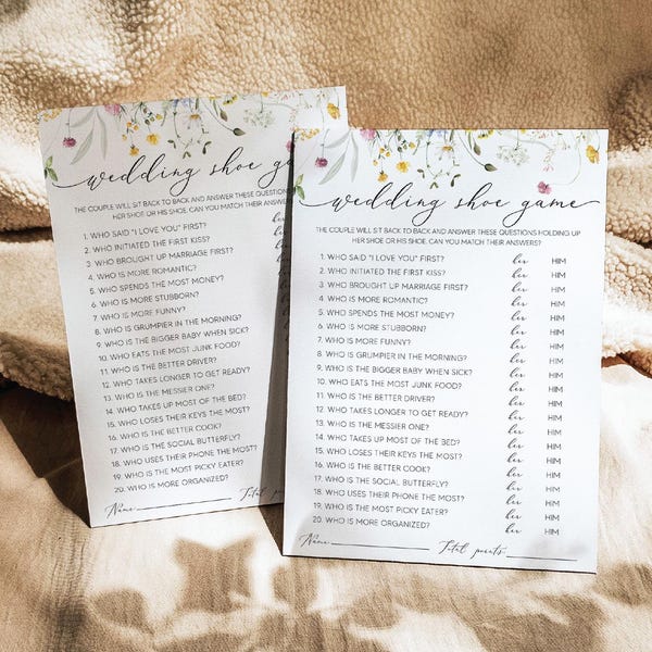 Wildflower Bridal Shower, Bridal Shower Shoe Game, Wedding Shoe Game, Bridal Shower Games, Couples Wedding Shower Game, Editable, 0267