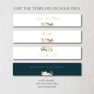 Floral Wedding Invitation Belly Band Template, Band for Wedding Invitation Téléchargement instantané, Blush and Gold Wedding Belly Band, 0202_050 image 6