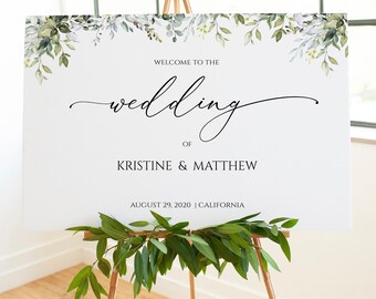 Large Wedding Welcome Sign Template, Welcome Sign Wedding, Custom Wedding Sign, Greenery Wedding Welcome Sign Templett Wedding Sign, 0209_05