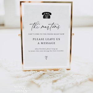 Modern Minimalist Phone Guestbook Sign, Audio Guest Book Sign Template, Wedding Guest Book Sign, Leave Us A Message Sign Printable 0255_023 image 4