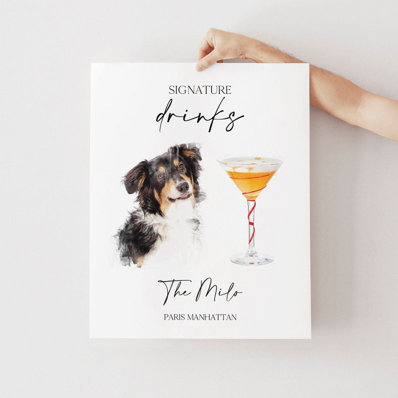 We Edit, Dog Bar Sign Printable, Pet Signature Drink Sign, Dog Bar Sign Wedding, Pet Printable Signature Drink Sign, Dog Signature, 0230_097 image 1