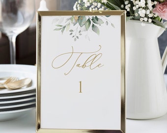 Printable Table Numbers, Wedding Table Number Card, Table Number Sign, Greenery Table Number Template, Boho Wedding,Instant Download 0204_04