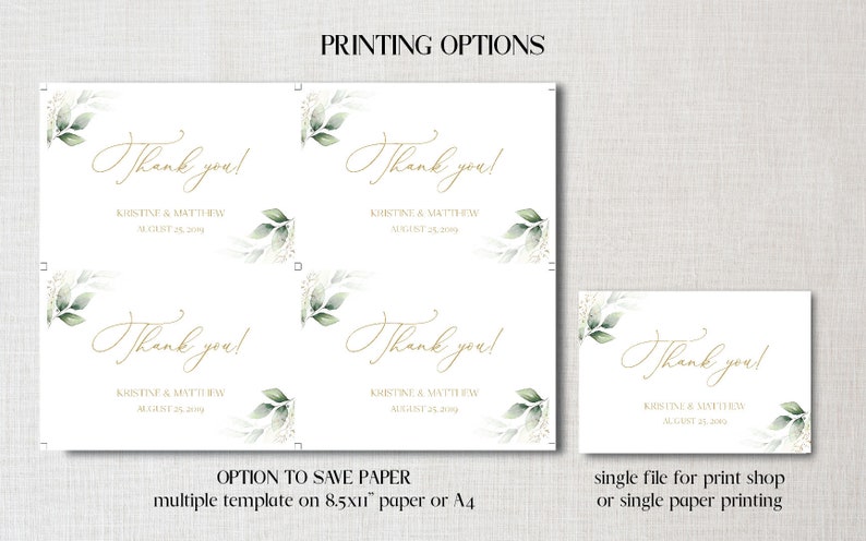 Thank You Card Template, Wedding Thank You, Instant Download, Folded Thank You Card, Printable Thank You Greenery Card DIY Wedding, 0195_013 image 5