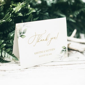Thank You Card Template, Wedding Thank You, Instant Download, Folded Thank You Card, Printable Thank You Greenery Card DIY Wedding, 0195_013 image 1