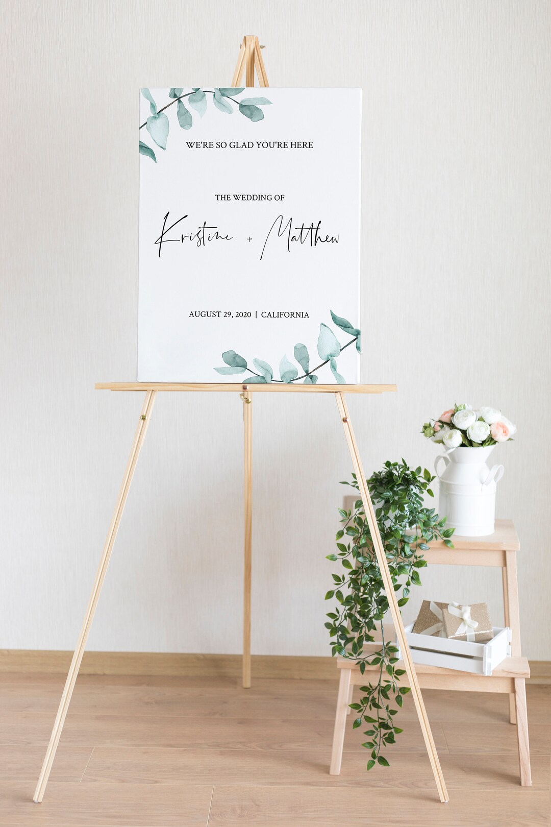 Eucalyptus Designed Custom Wedding Welcome Poster. Modern Wedding Decor ...