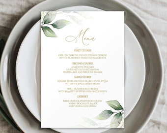Wedding Menu Template Download, Menu Card Template Editable Menu Card, Greenery Wedding Menu Wedding Menu 8x10, Printable Menu DIY, 0195_014