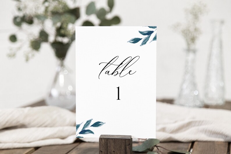 Dusty Blue Table Number Template, Printable Table Number, Wedding Table Number Template, Modern Wedding Table Number, Table Decor, 0216_04 image 1