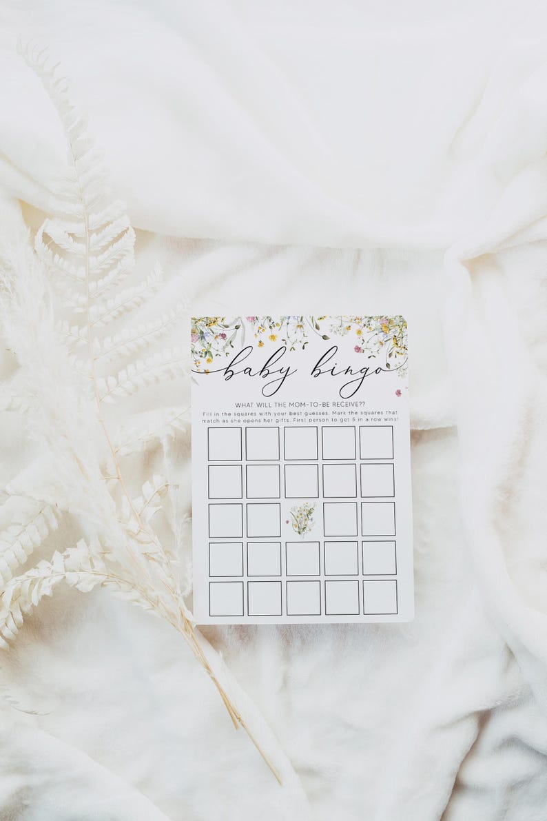 Wildflower Baby Bingo Game, Baby Shower Game Printable, Baby Shower ...