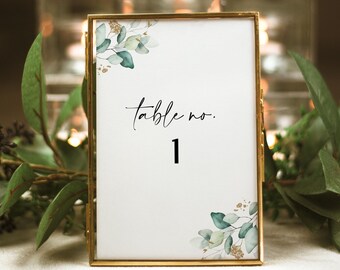 Table Numbers Template, Wedding Table Number, Instant Download, Table Number Card Printable, Editable Template, Greenery Boho, 0161_04