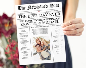 Newspaper Wedding Program Template, Wedding Program Template Download, Printable Wedding Program Fun Wedding Program Unique Program, 0215_08