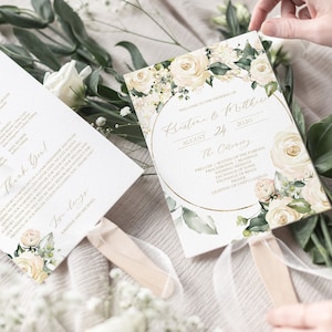 Fan Wedding Program Bohemian Wedding Program Template, Program Ceremony Boho Wedding Eucalyptus Greenery Printable Program Editable, 0208_08
