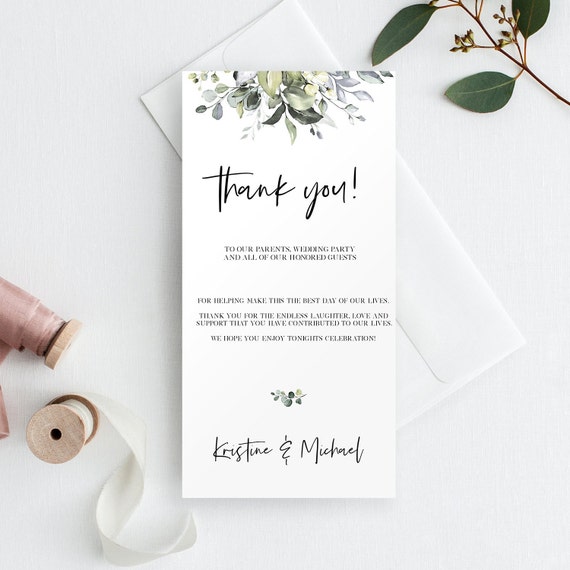 Wedding Thank You Note Template Printable Thank You Wedding - Etsy