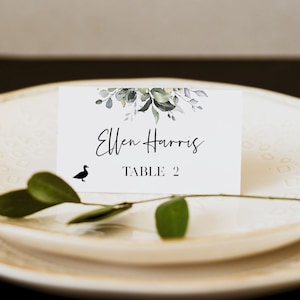 Wedding Place Card Template, Greenery Wedding Place Card, Summer Wedding Decor, Printable Place Card, Garden Wedding Name Card, Boho 0176_06