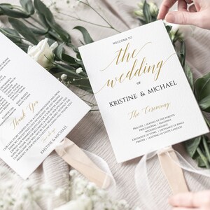 Wedding Fans Template, Wedding Event Timeline Template, Gold Wedding Program, Editable Program Party, Customizable Wedding Template, 6090_08