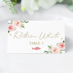 Modèle de carte de lieu de mariage avec choix de repas, décorations de table de mariage, carte de lieu de mariage de tente pliée à plat, carte de visite imprimable 0202_06
