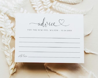 Bridal Shower Advice Card Template, Bridal Shower Game Printable, Editable Bridal Shower Advice Card, Wedding Advice Card, Editable, 0502