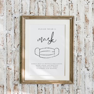Mask Table Sign Face Masks Required Sign Printable, Keep Distance Sign for Office ...