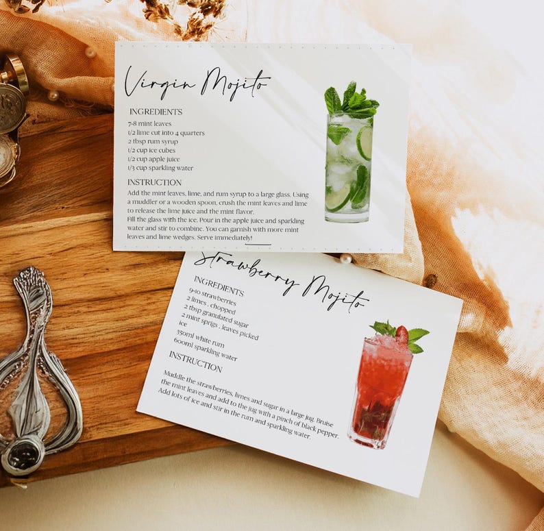 Cocktail Recipe Cards, Drink Recipe Template, Cocktail Book Printable, Personalized Drinks, Bar Drink Recipe, Cocktail Print Cards 0230_069 image 7