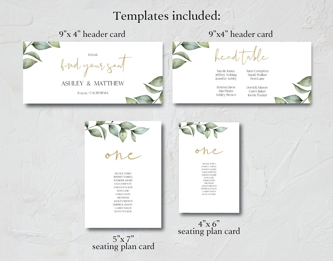 Wedding Seating Chart Cards Seating Chart Template Wedding - Etsy