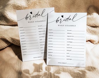 Brautdusche Spiel, Word Scramble Brautdusche Spielvorlage, minimalistisches Brautdusche Puzzle, bearbeitbare Vorlage, Sofort Download, 0255