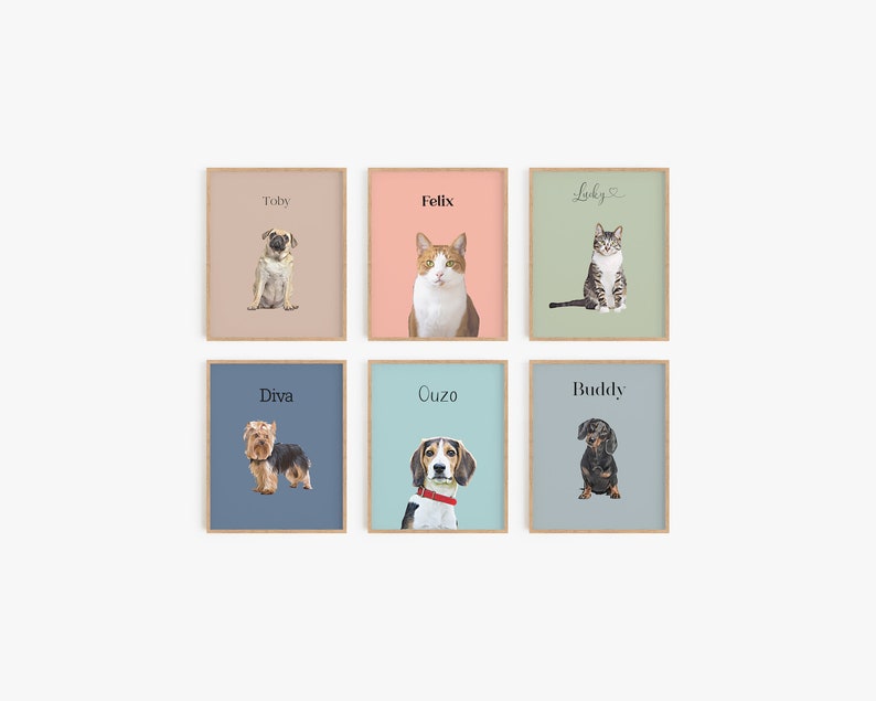 Custom Dog Portrait, Personalised Pet Print, Custom Pet Portrait, Custom Dog Picture, Modern Animal Painting, Cat Poster, Pet Art Print 0105 image 5