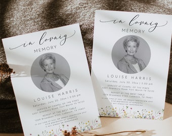 Floral Funeral Announcement Template, Funeral Invitation Digital, Memorial Service Invite, Celebration of Life Invitation, Editable 0267_137