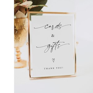 Modern Minimalist Cards and Gifts Wedding Sign, Cards and Gifts Sign Template, Wedding Gifts Sign, Bridal Shower Gift Sign, Shower, 0255_083 image 6
