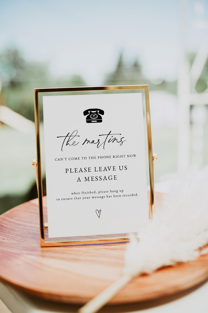 Modern Minimalist Phone Guestbook Sign, Audio Guest Book Sign Template, Wedding Guest Book Sign, Leave Us A Message Sign Printable 0255_023 image 9