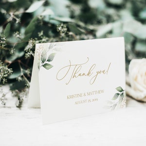 Thank You Card Template, Wedding Thank You, Instant Download, Folded Thank You Card, Printable Thank You Greenery Card DIY Wedding, 0195_013 image 6