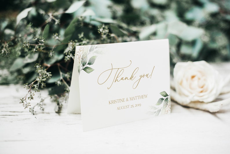 Thank You Card Template, Wedding Thank You, Instant Download, Folded Thank You Card, Printable Thank You Greenery Card DIY Wedding, 0195_013 image 6