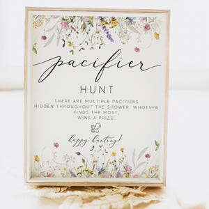 Wildflower Pacifier Hunt Game Template, Floral Baby Shower Sign, Baby Shower Games, Floral Baby Shower Game, diy Baby Shower, Printable 0267