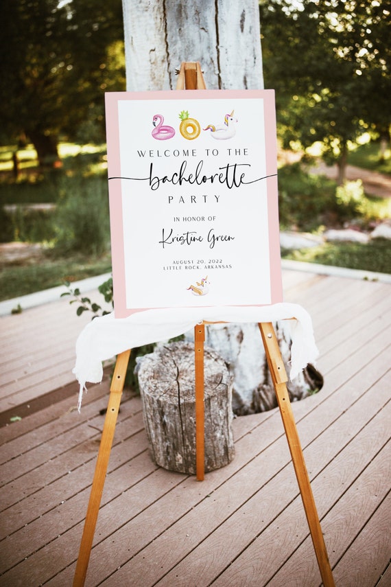 Bachelorette Welcome Sign, Bachelorette Beach Party, Printable Bachelorette Pool Template, Beach Pool Party, Bridal Welcome Sign 0507_072