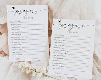 Prayers For Baby Template, Prayers For Baby Card, Baby Shower Games, Baby Prayers Card, Gender Neutral Baby Shower Games, Well Wishes, 0255