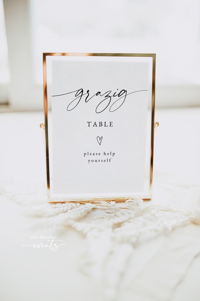 Minimalist Grazing Table Sign Template, Modern Food Table Sign, Modern ...