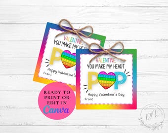 Pop It Valentine's Day Gift Tags | Printable Cards (Digital Download)