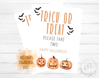 Trick or Treat Halloween Sign: Halloween Signs (Digital Download)