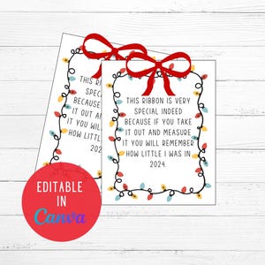 Etiquetas de adorno con altura de cinta / Etiquetas de cinta con altura para niños / Etiquetas de adorno navideño / Etiquetas navideñas personalizadas