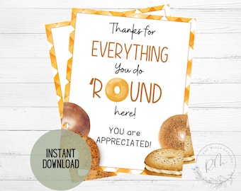 Printable Bagel Appreciation Sign: Teacher & Staff Thank You (PDF)
