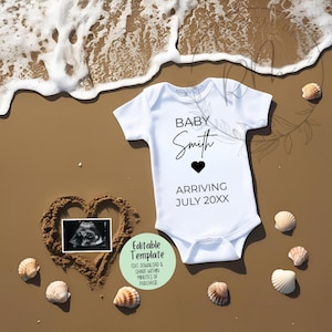 Beach Baby Announcement | Digital Social Media Reveal | Beach Baby Reveal | Summer Baby Announcement