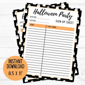 Printable Halloween Party Potluck Sign-Up Sheet (Instant Download)